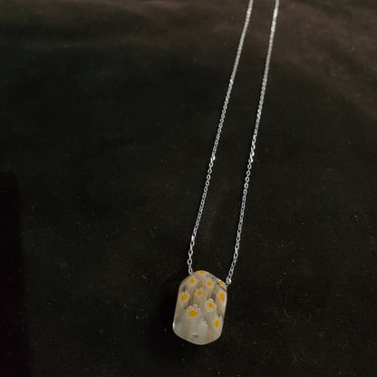 Collier en Argent 925 avec Pendentif Perle Cubique Murano Millefiori
